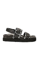 Moncler Bell Buckle Sandal in Black, view 1, click to view large image.
