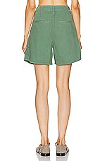 MOTHER The Pleated Chute Prep Short in Hedge Green, view 3, click to view large image.
