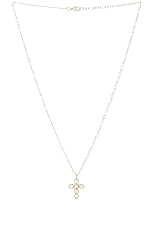 MAPLE Cross Chain Necklace in Silver 925 & Mother Of Pearl, view 1, click to view large image.