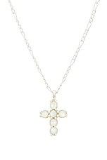 MAPLE Cross Chain Necklace in Silver 925 & Mother Of Pearl, view 2, click to view large image.
