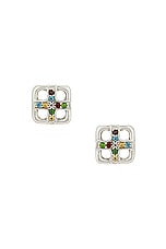 MAPLE Cross Earrings in Silver 925 & Topaz, view 1, click to view large image.