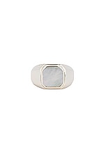 MAPLE Duppy Signet Ring in Silver 925 & Mother Of Pearl, view 1, click to view large image.