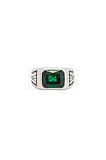 MAPLE Midnight Ring Slim in Silver 925 & Emerald, view 1, click to view large image.