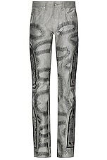 Who Decides War by Ev Bravado Rhinestone Washed Denim Jean in Silver, view 1, click to view large image.