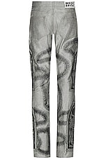 Who Decides War by Ev Bravado Rhinestone Washed Denim Jean in Silver, view 2, click to view large image.