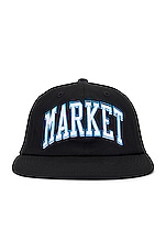 Market Offset Arc 6 Panel Hat in Black, view 1, click to view large image.