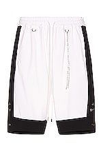 Mastermind World 2 Color Basket Shorts in White & Black, view 1, click to view large image.