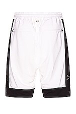 Mastermind World 2 Color Basket Shorts in White & Black, view 2, click to view large image.