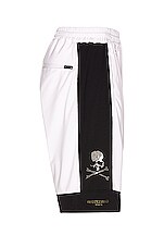 Mastermind World 2 Color Basket Shorts in White & Black, view 3, click to view large image.