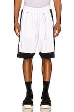 Mastermind World 2 Color Basket Shorts in White & Black, view 4, click to view large image.