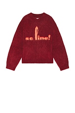 Martine Rose Brushed Mohair V-Neck Jumper in Red Burgundy, view 1, click to view large image.