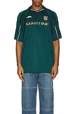 Martine Rose Celebration Football Top in Green, view 4, click to view large image.