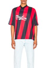 Martine Rose Short Sleeve Twist Football Top in Red & Black | FWRD