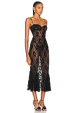 Mirror Palais Black Rose Lady Length Dress in Black Lace, view 2, click to view large image.