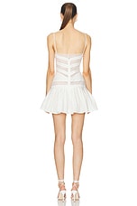 Mirror Palais Edwardian Lace And Pintuck Mini Dress in Creme, view 3, click to view large image.