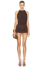 Mirror Palais La Piscine Chocolat Dress in Brown, view 2, click to view large image.