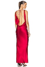 Mirror Palais Plunging Back Cowl Dress in Scarlett, view 1, click to view large image.