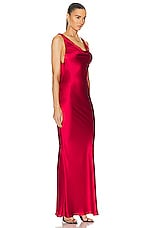 Mirror Palais Plunging Back Cowl Dress in Scarlett, view 3, click to view large image.