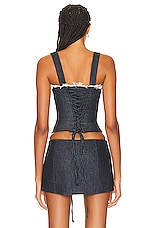 Mirror Palais Denim Bustier Top in Blue, view 3, click to view large image.