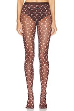 Marine Serre Moon Printed Mesh Tights in Brown | FWRD