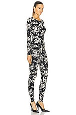 Marine Serre Regenerated Print Jersey Catsuit in Black, view 2, click to view large image.