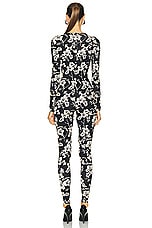 Marine Serre Regenerated Print Jersey Catsuit in Black, view 3, click to view large image.