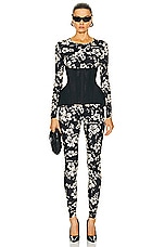 Marine Serre Regenerated Print Jersey Catsuit in Black, view 4, click to view large image.