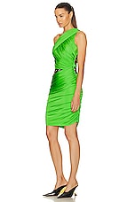 Marine Serre Jersey Body Shelter Draped Dress in Green, view 3, click to view large image.