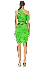 Marine Serre Jersey Body Shelter Draped Dress in Green, view 4, click to view large image.