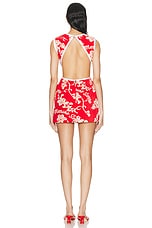 Marine Serre Jersey Jacquard Towel Mini Dress in Red, view 3, click to view large image.
