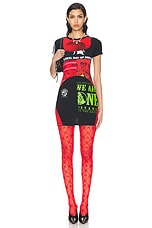 Marine Serre Regenerated Graphic T-Shirt Mini Dress in Red, view 1, click to view large image.