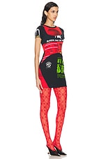 Marine Serre Regenerated Graphic T-Shirt Mini Dress in Red, view 2, click to view large image.