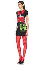 Marine Serre Regenerated Graphic T-Shirt Mini Dress in Red, view 3, click to view large image.