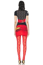 Marine Serre Regenerated Graphic T-Shirt Mini Dress in Red, view 4, click to view large image.