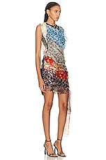 Marine Serre Regenerated Silk Scarves Draped Dress in Multi, view 2, click to view large image.