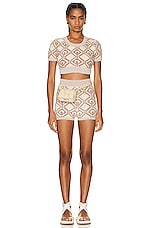 Marine Serre Jacquard Knit Short in Beige, view 4, click to view large image.