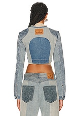 Marine Serre Regenerated Cropped Jacket in Denim, view 3, click to view large image.