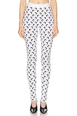 Marine Serre Moon Printed Jersey Stirrup Legging in Optical White, view 1, click to view large image.