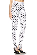 Marine Serre Moon Printed Jersey Stirrup Legging in Optical White, view 2, click to view large image.