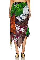 Marine Serre Jersey Body Shelter Draped Skirt in Multi, view 4, click to view large image.