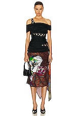 Marine Serre Jersey Body Shelter Draped Skirt in Multi, view 5, click to view large image.