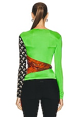 Marine Serre Jersey Body Shelter Draped Wrap Top in Green, view 4, click to view large image.