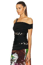 Marine Serre Jersey Body Shelter Draped Off Shoulder Top in Black, view 3, click to view large image.