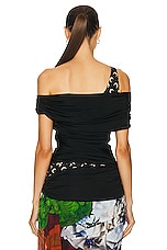 Marine Serre Jersey Body Shelter Draped Off Shoulder Top in Black, view 4, click to view large image.