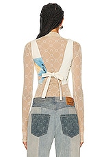 Marine Serre Regenerated Tote Bags Bustier Top in White, view 3, click to view large image.