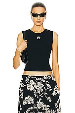 Marine Serre Core Knit Sleeveless Pullover Top in Black, view 1, click to view large image.