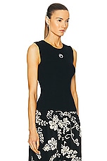 Marine Serre Core Knit Sleeveless Pullover Top in Black, view 2, click to view large image.