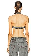 Marine Serre Regenerated Camo Bandeau Top in Dark Grey, view 3, click to view large image.