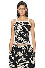 Marine Serre Jersey Jacquard Towel Bustier Top in Black, view 1, click to view large image.