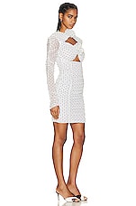 MARIANNA SENCHINA Long Sleeve Mini Dress in White & Black Polka Dot, view 2, click to view large image.